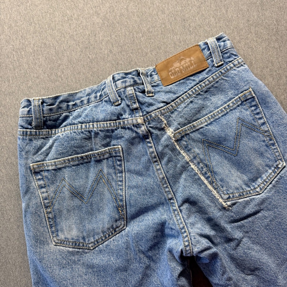 Old Mill Mens Fleece Lined Denim Jeans 34x32 Light Wash Rugged Work Pants Blue